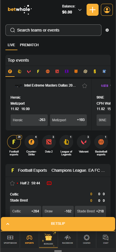 BetWhale mobile